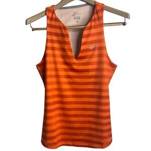 Nike Orange Stripe Workout Exercise Tank Top Size Medium Dri-fit